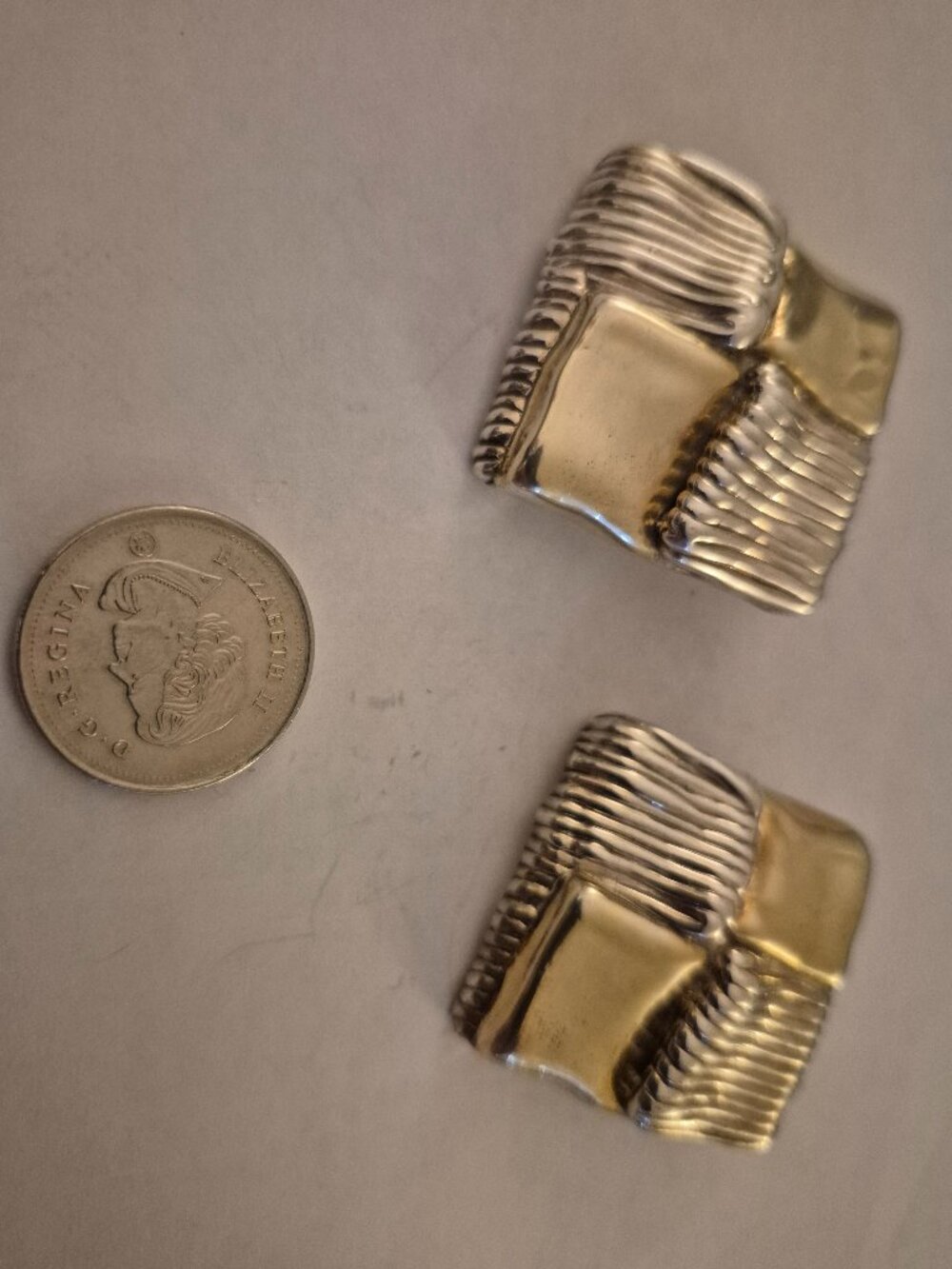 VTG Bat Ami Israel Sterling Silver Gold Plated Electroform Square Earrings